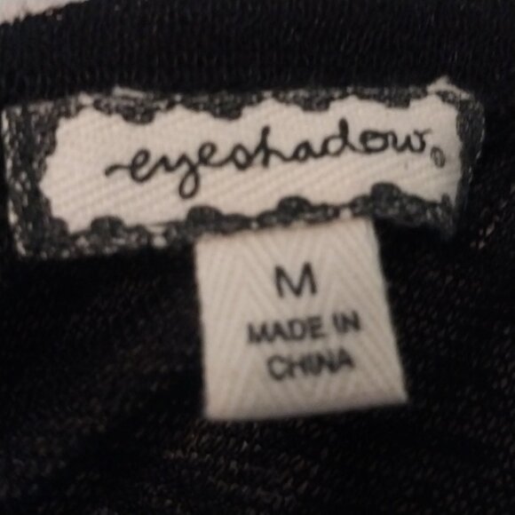 EYESHADOW SIZE M BLACK SHEER KNIT WITH LACE TRIM LONG SLEEVE TOP - Picture 7 of 11